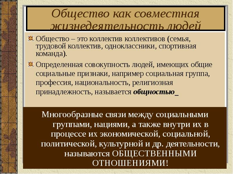 Общество как совместная жизнедеятельность людей план егэ