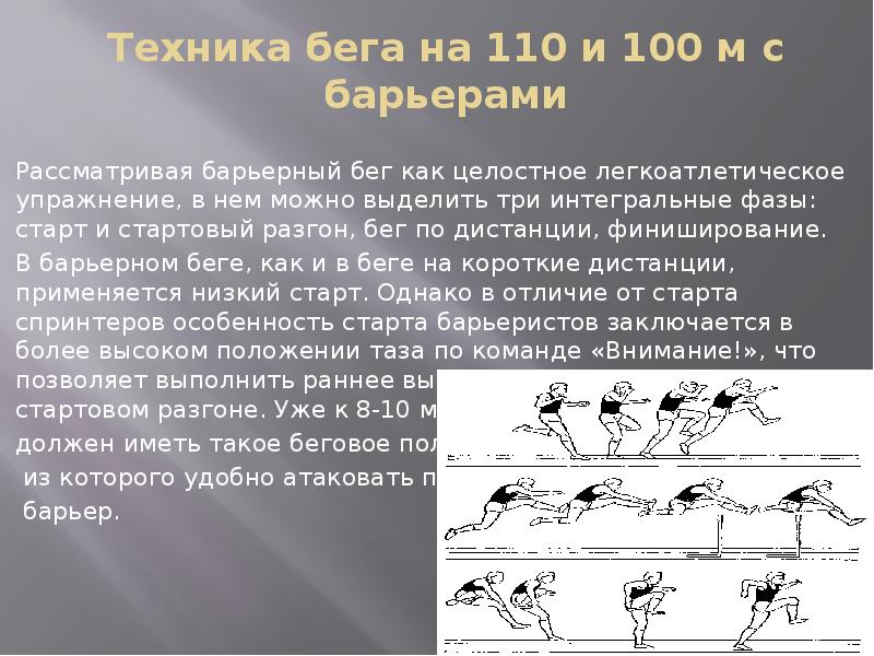 Бег на 100 с барьерами. Барьерный бег 100 и 110 м. Техника бега на 100м. Бег на 100 метров техника выполнения. Техника бега с барьерами.