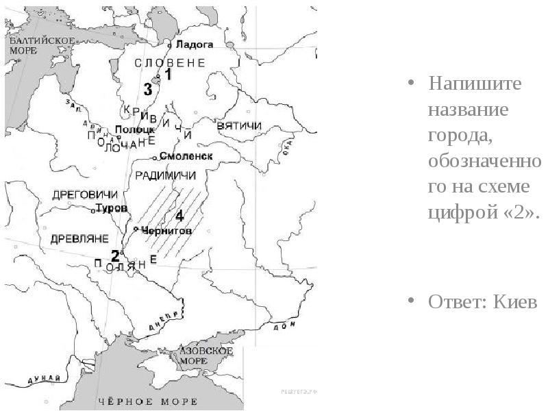 Рассмотрите схему и выполните задание напишите название города обозначенного на схеме цифрой 1