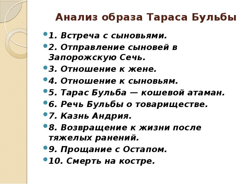 Сочинение образ тараса бульбы 7 класс. Анализ образа Тараса бульбы. Отношение Тараса бульбы к сыновьям. Анализ образа. План образа Тараса бульбы.