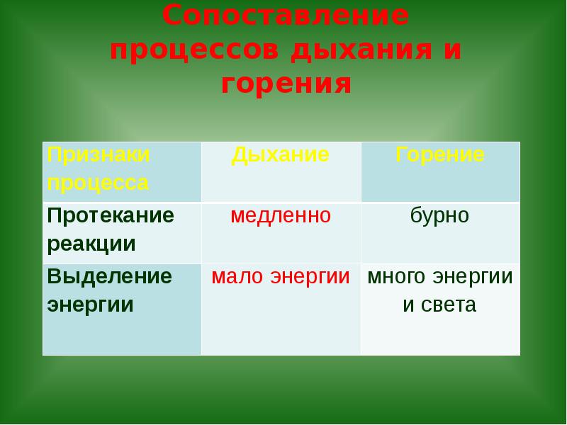 Сравнение дыхания. Сопоставление процессов дыхания и горения. Сходства процессов дыхания и горения. Сравнить процессы дыхания и горения. Сравнительная характеристика дыхания и горения.