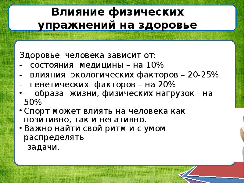 Влияние физических упражнений на организм человека проект