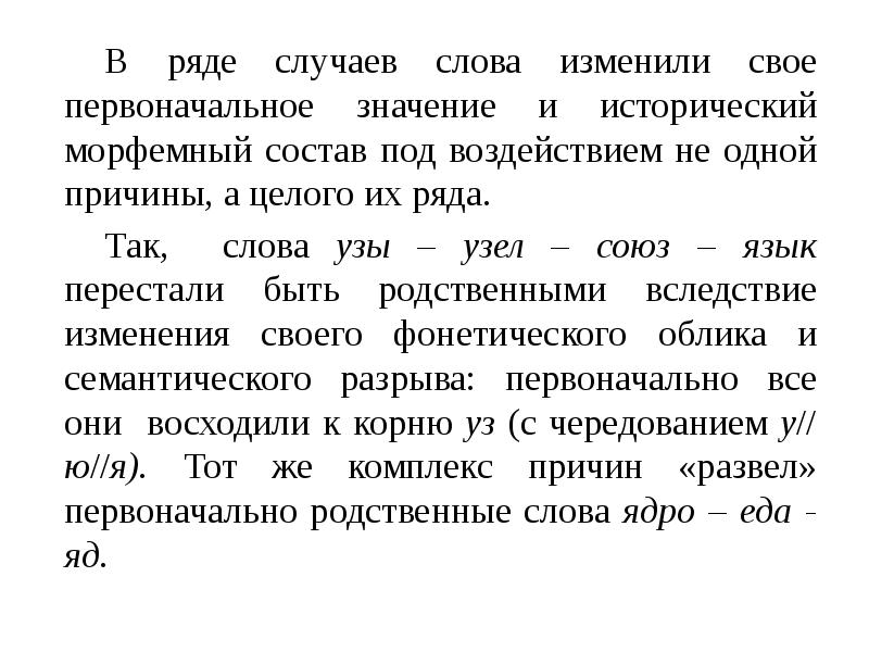 Исторические изменения в структуре слова презентация