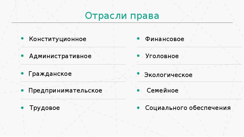 Уголовная семейная и гражданская отрасли