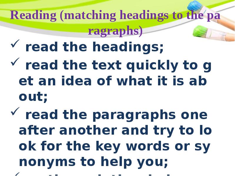 Reading matching headings