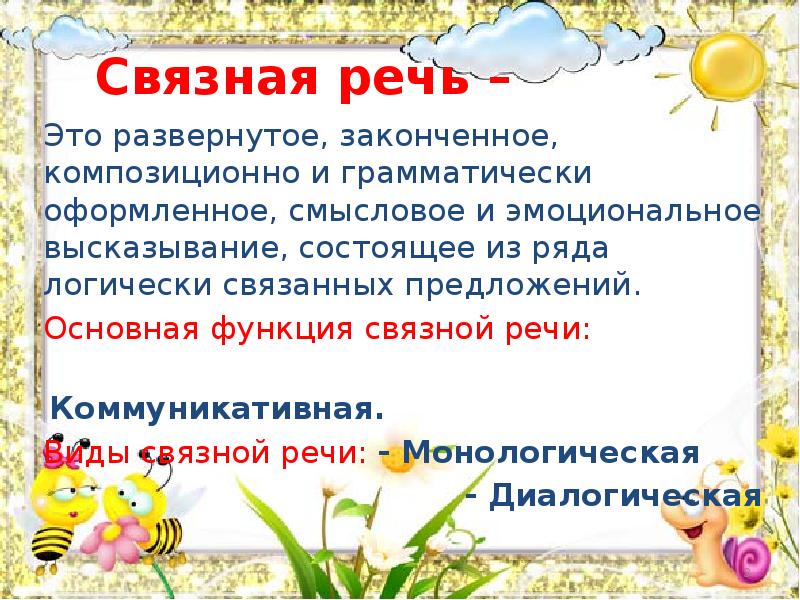 Виды Связной речи. Функции Связной речи. Основная функция Связной речи. Законченное развернутое высказывание.