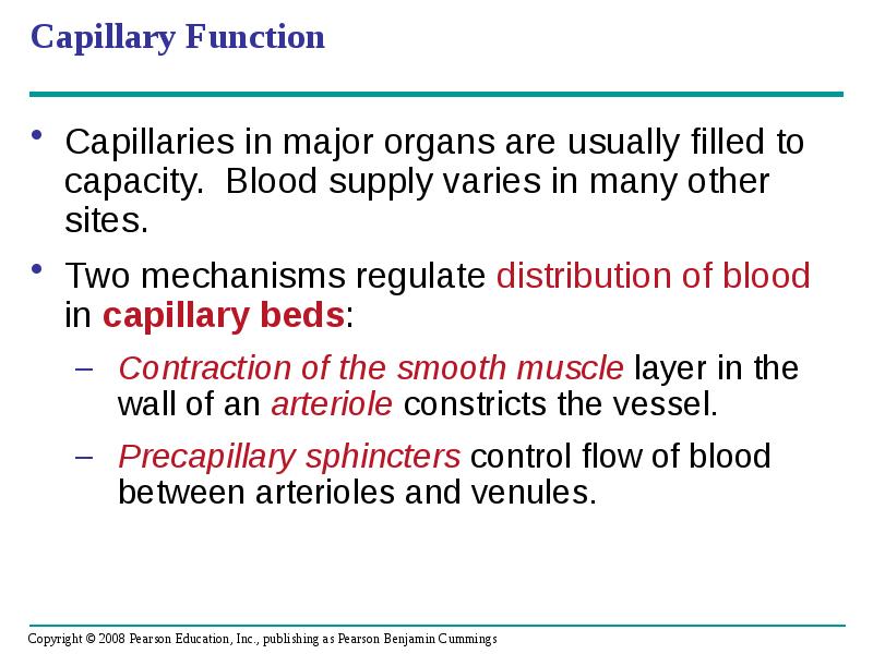 Capillary Function
Capillaries in major organs are usually filled to capacity. Capillary Function
Capillaries in major organs are usually filled to capacity.