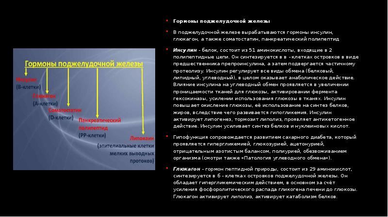 Гормоны поджелудочной железы биохимия презентация