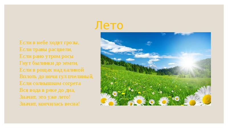 Проект на тему мое любимое время года лето