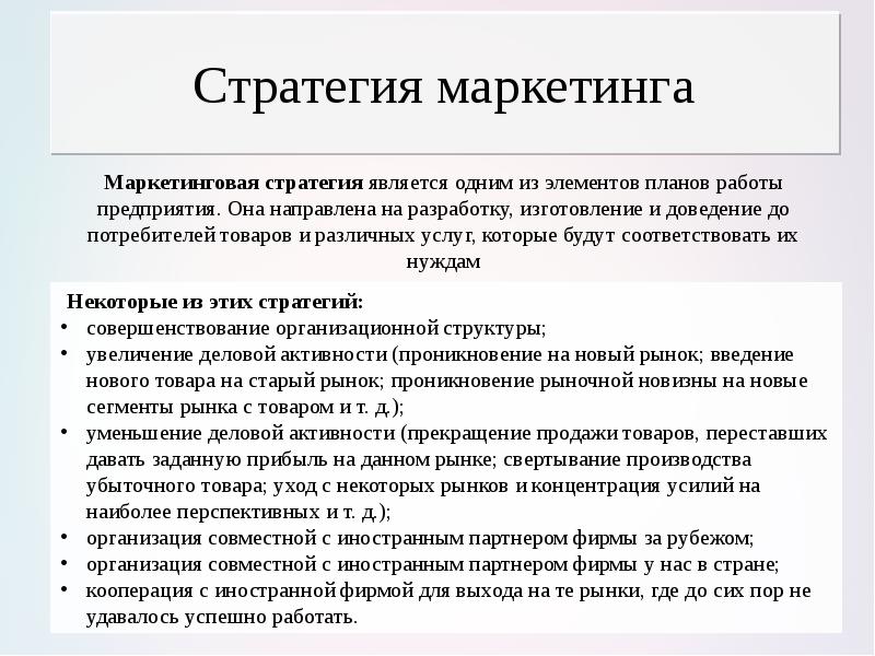 Маркетинг стратегия презентация