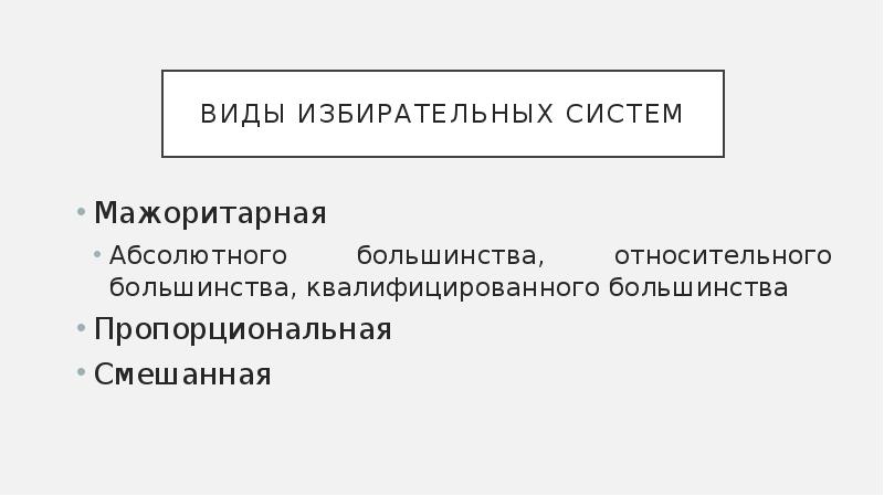 Запишите слово пропущенное в схеме типы избирательных систем пропорциональная смешанная