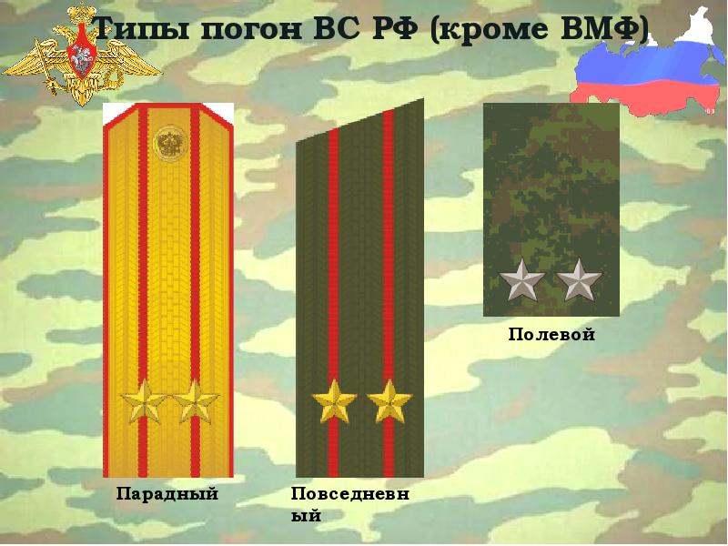 Погоны вс рф нового образца расположение