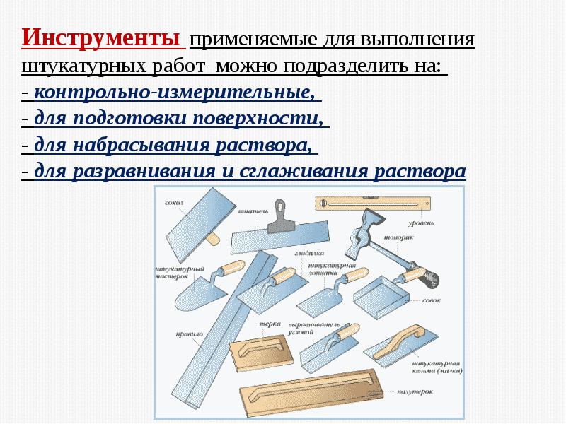 Построение схемы организации рабочего места при подготовке поверхностей под оштукатуривание