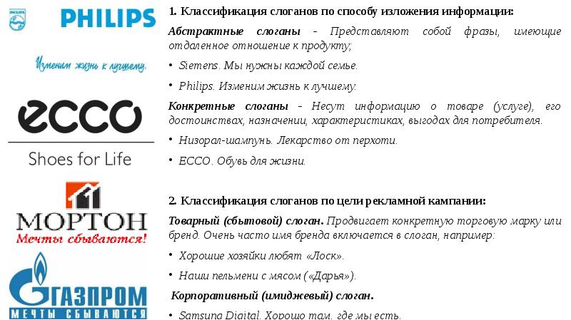 1. Классификация слоганов по способу изложения информации:
1. Классификация слоганов по 1. Классификация слоганов по способу изложения информации:
1. Классификация слоганов по