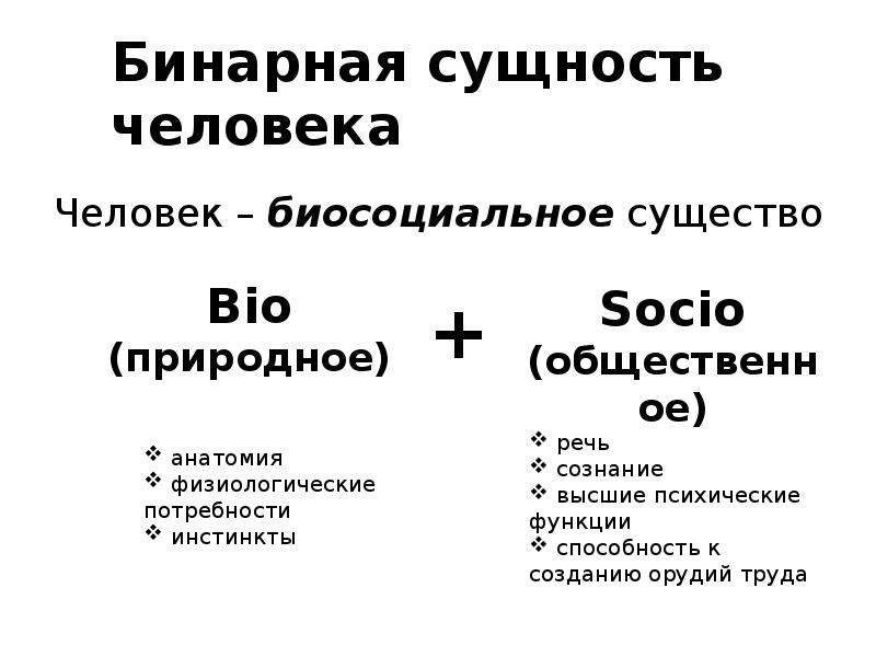 План по обществознанию человек существо биосоциальное существо