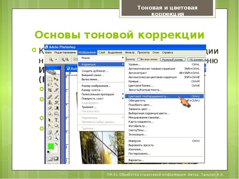 Основы коррекции. Изображение – коррекция – автоматическая тоновая коррекция. Какие команды позволяют сделать тоновую коррекцию изображения Photoshop.