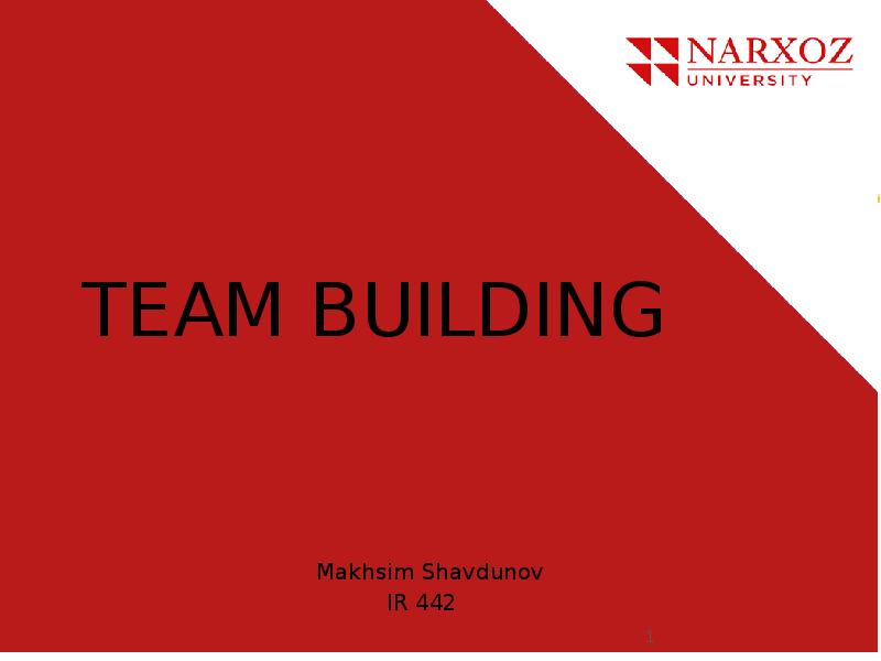TEAM BUILDING
Makhsim Shavdunov
IR 442 TEAM BUILDING
Makhsim Shavdunov
IR 442