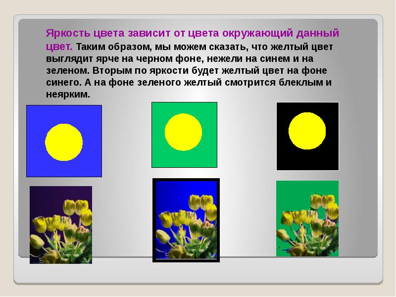 Яркость цвета зависит от
