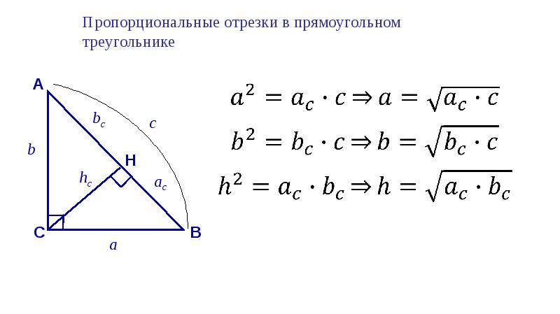 Презентация пропорциональные отрезки в прямоугольном треугольнике