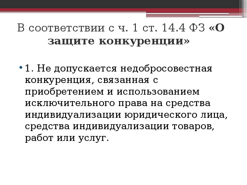 Правовая характеристика формы недобросовестной конкуренции презентация