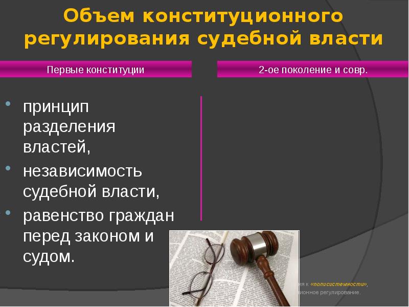 Конституционное регулирование. Принцип независимости судебной власти. Разделение судебной власти. Объем конституционного регулирования. Судебная власть презентация.