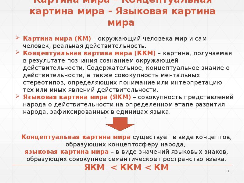 Языковая и концептуальная картина мира презентация