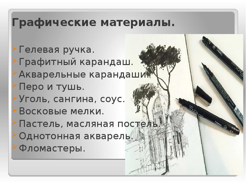 Как называется рисунок выполненный карандашом углем тушью или краской 1 цвета