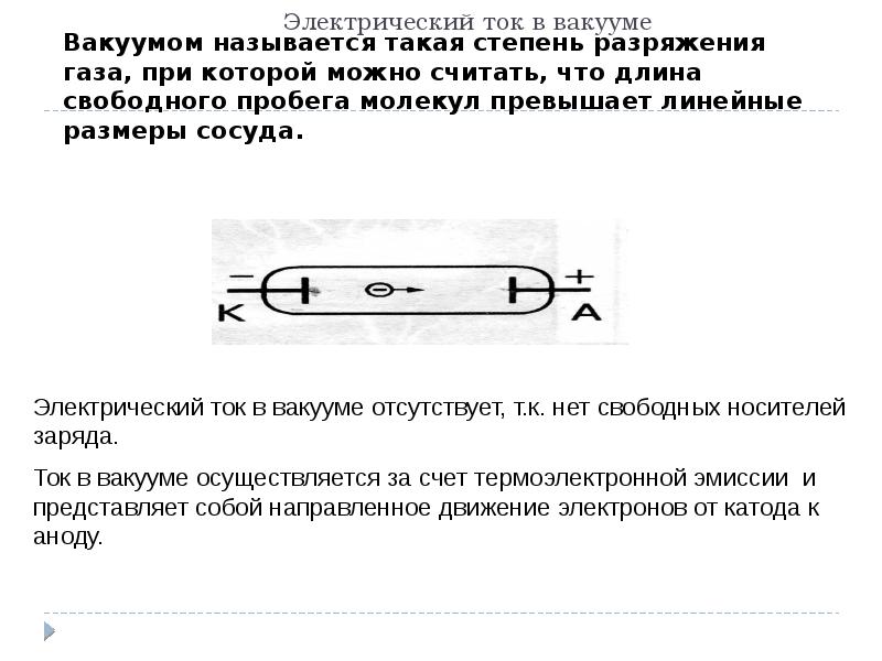 Электрический ток в вакууме проект