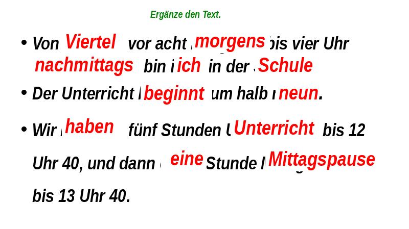 Schreib den text