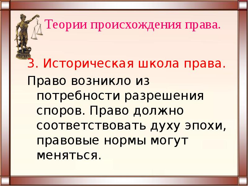 Теории происхождения права презентация