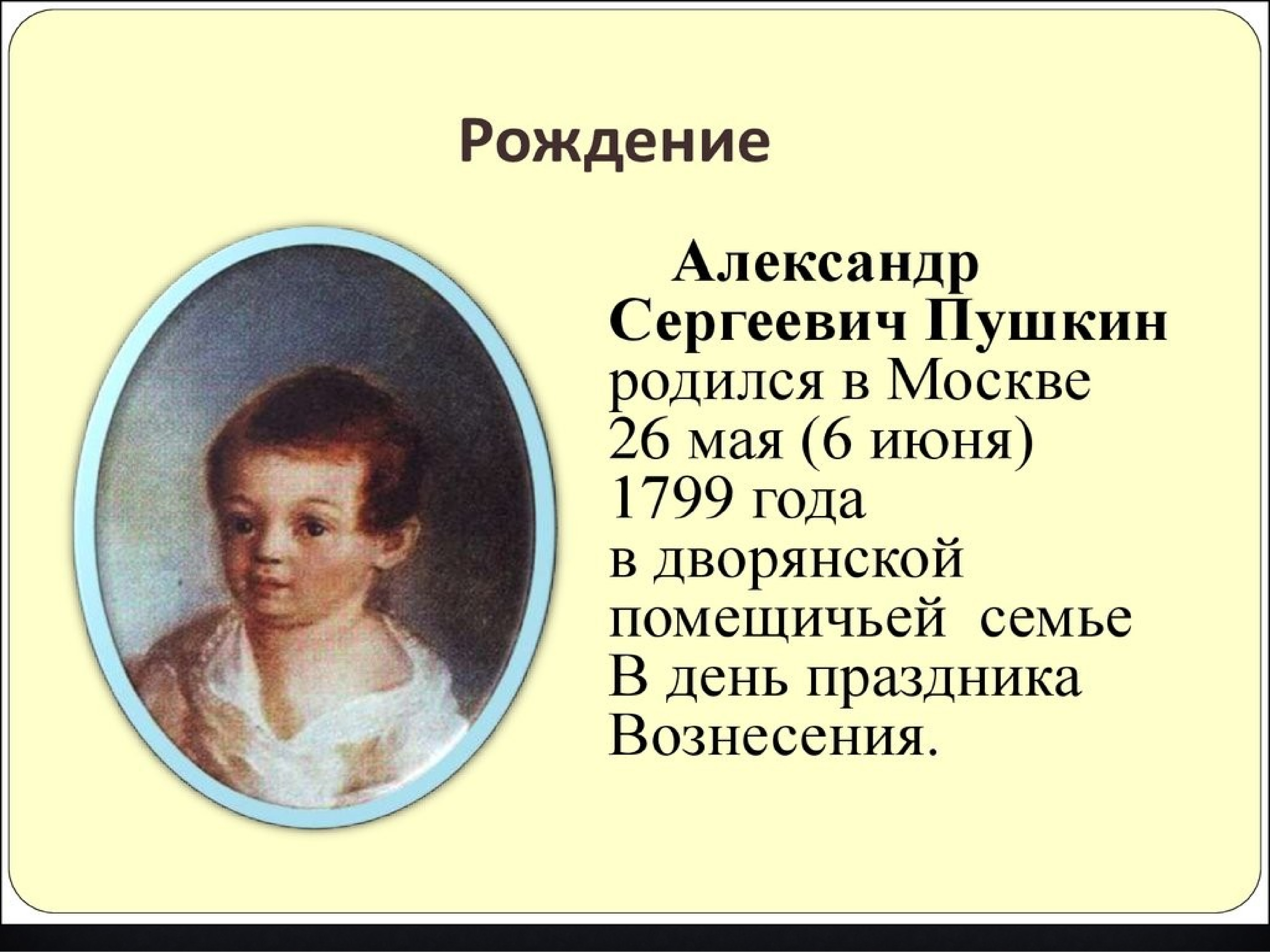 Александр Сергеевич Пушкин Дата рождения и смерти
