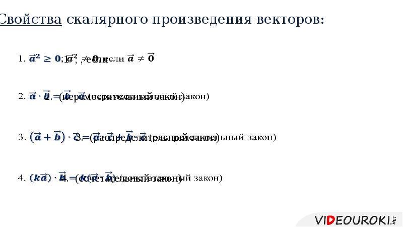 Скалярное произведение векторов в координатах презентация