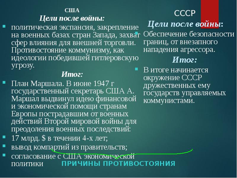 Соперничество враждующих держав в области наращивания военной мощи это план маршалла