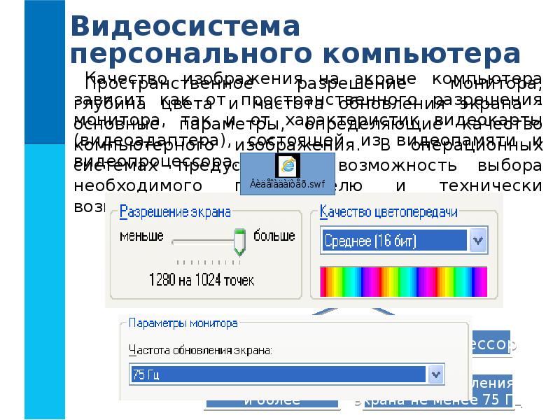 Формирование изображения на экране компьютера