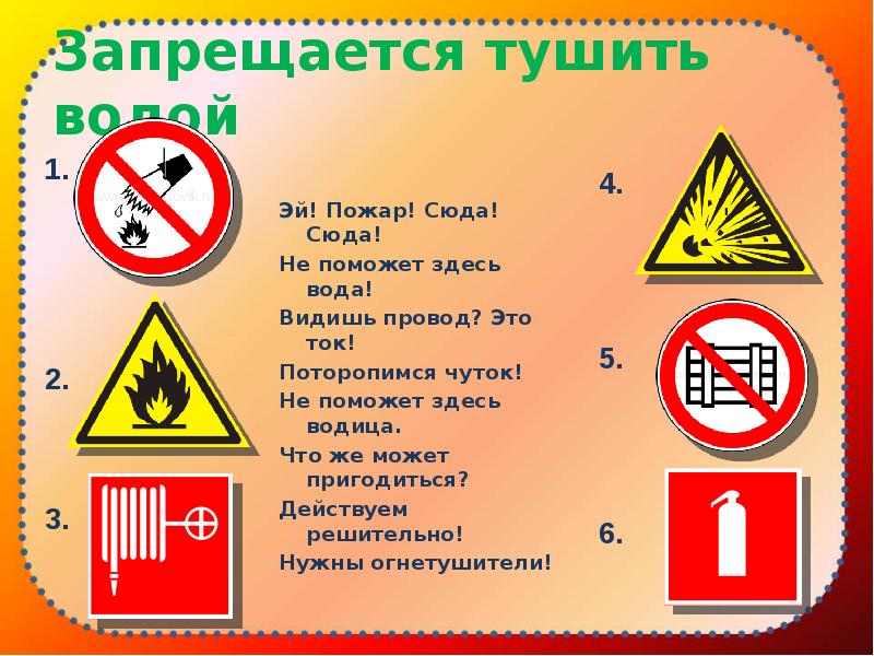 Знаки пожарной безопасности для детей в картинках