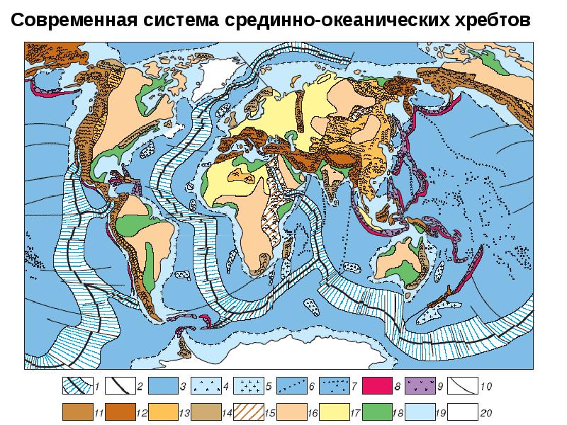 Карта срединный хребет