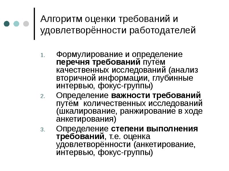 Требования к оценке. Алгоритм оценки. Оценка работодателя. Оценивание работодателя.