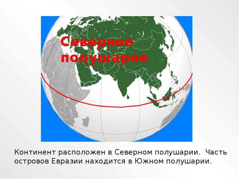 Евразия находится в северном полушарии