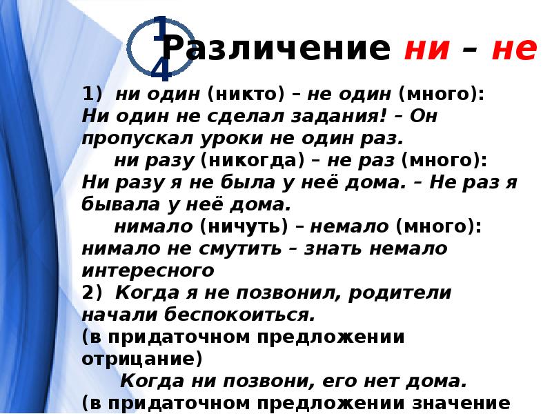 Не и ни презентация