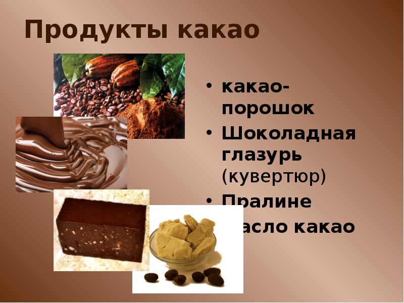 Шоколад и какао продукты