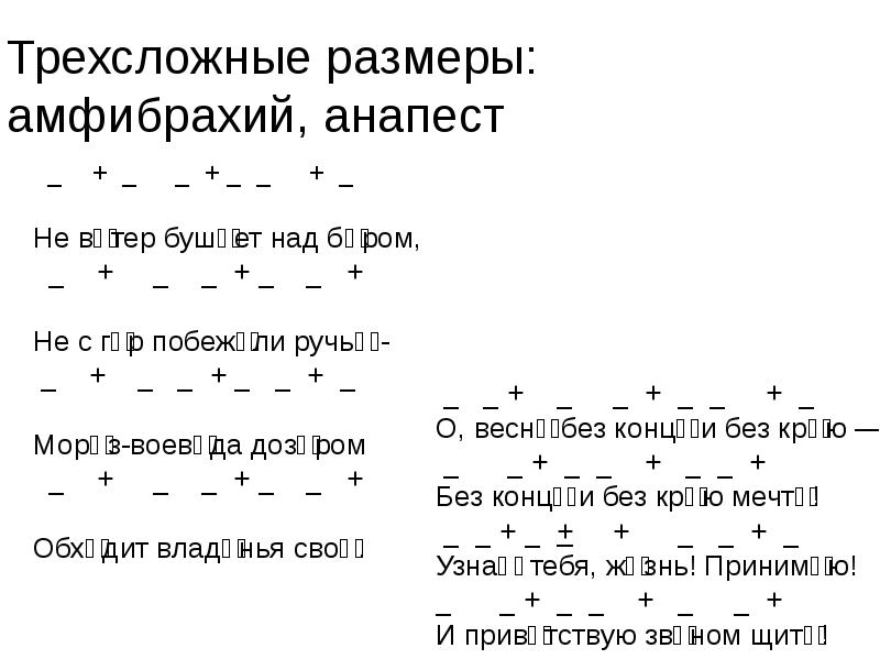 Двусложные размеры стиха 6 класс презентация