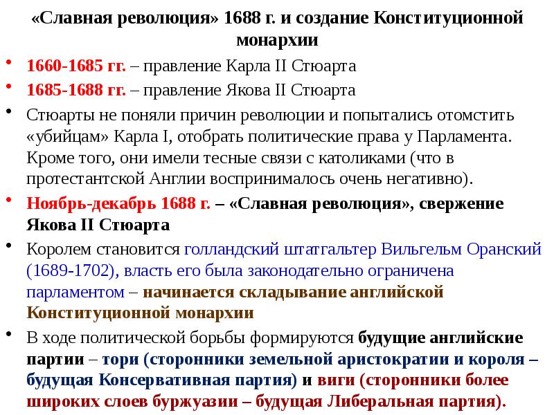 Объясните, почему события 1688 г. получили название …