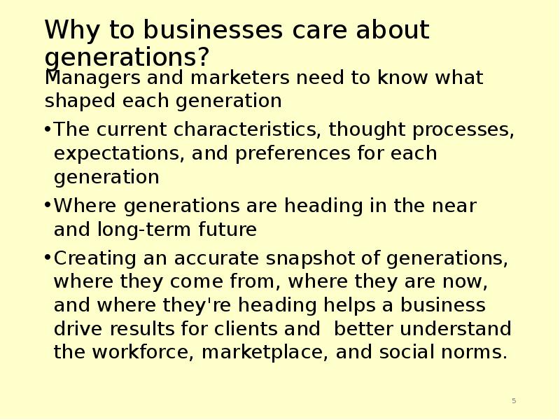 Why to businesses care about generations? Managers and marketers need to