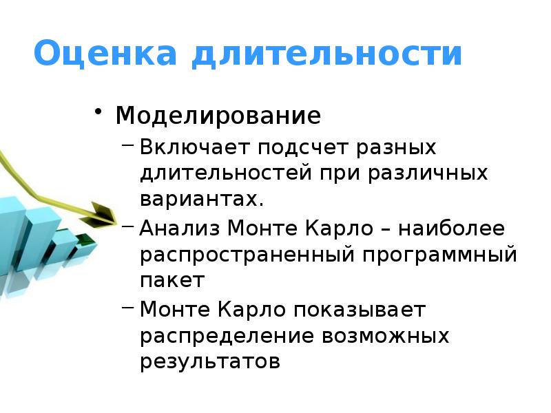 Оценка продолжительности. Методы моделирования проекта. Методы моделирования оценки продолжительности проекта. Метод длительности проекта.