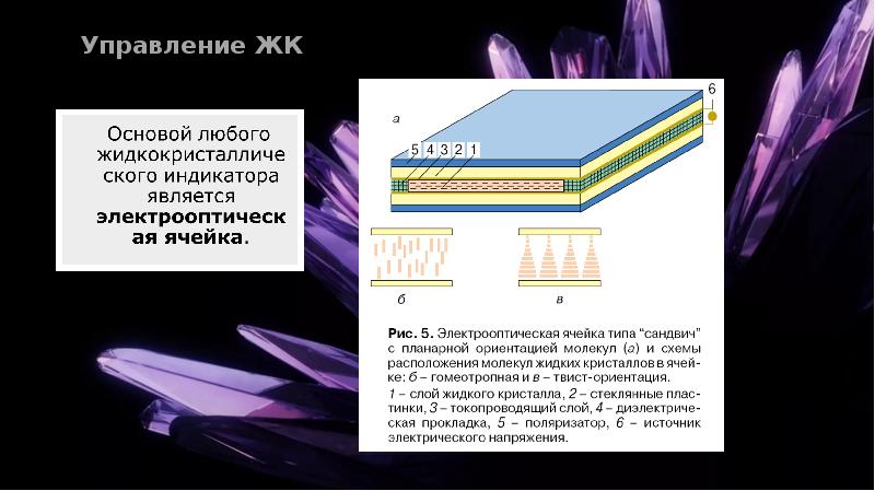 В мире индикаторов. Электрооптическая ячейка на жидких кристаллах. Индикаторы на основе жидких кристаллов. Ориентация жидких кристаллов. Твист эффект в жидких кристаллах.