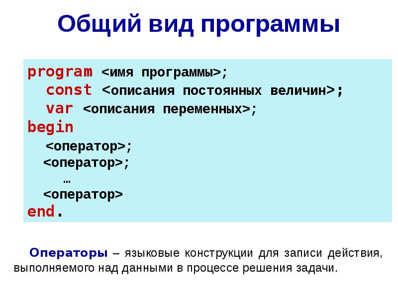 Общие сведения о языке программирования паскаль презентация