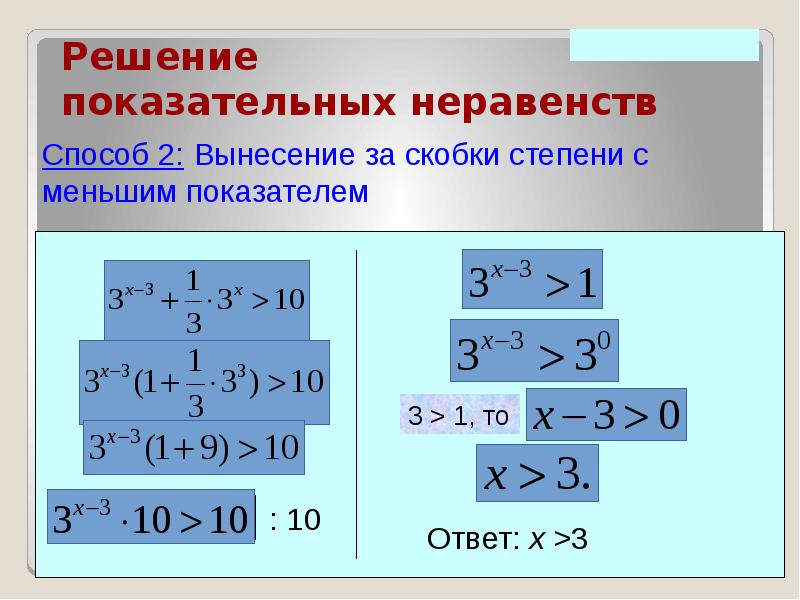 Презентация решение показательных неравенств