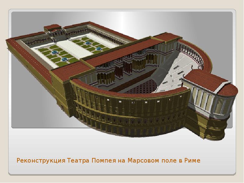 Театр помпей. Театр Помпея на Марсовом поле в Риме. Большой театр в Помпеях реконструкция. Театр Помпея на Марсовом поле в Риме (55 — 52 гг. до н. э). Марсово поле в древнем Риме реконструкция.