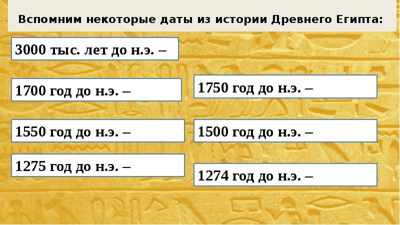 Список событий в древнем египте 5 класс