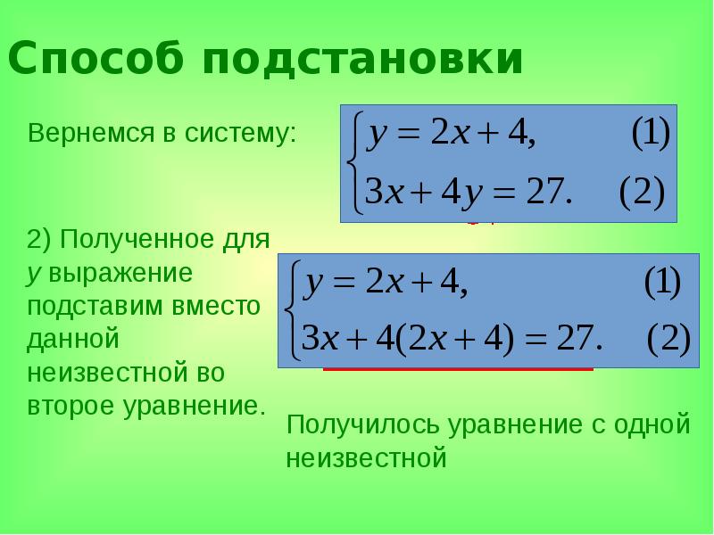 Решение систем методом подстановки 7 класс презентация